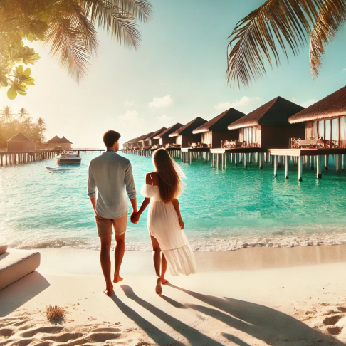 몰디브 섬 커플 여행 사진