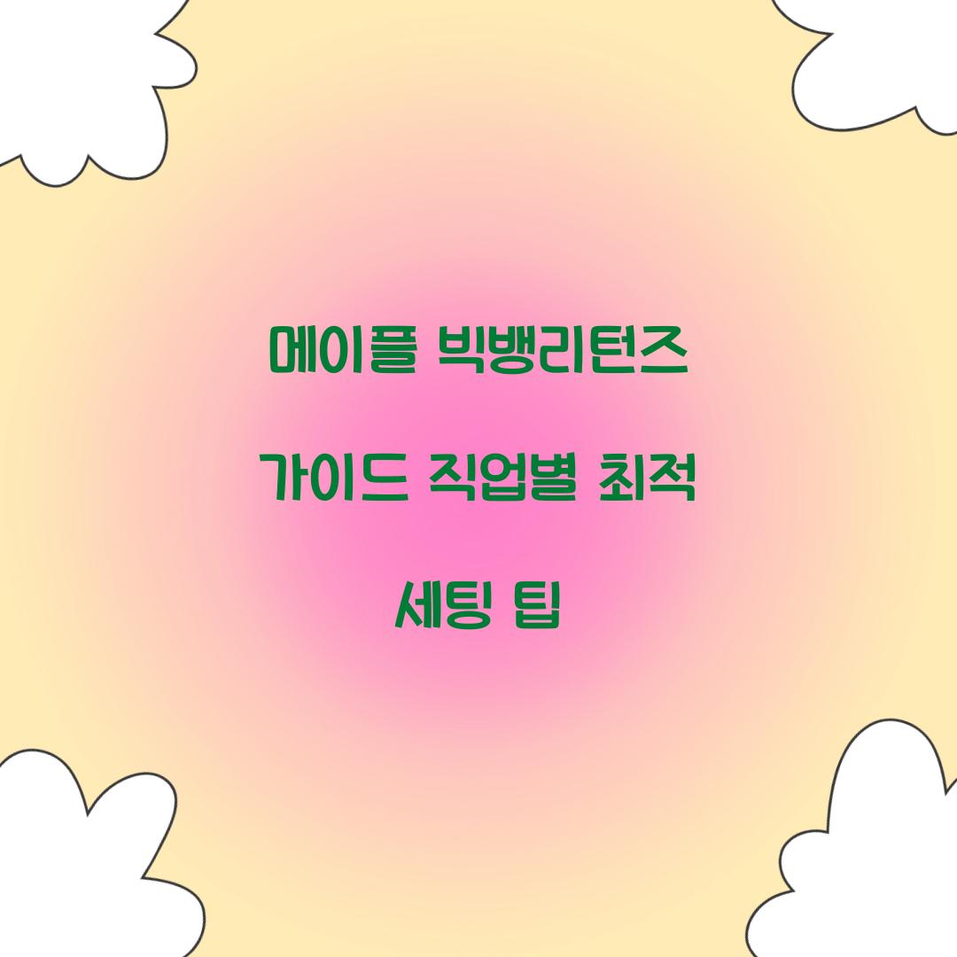 메이플 빅뱅리턴즈 가이드