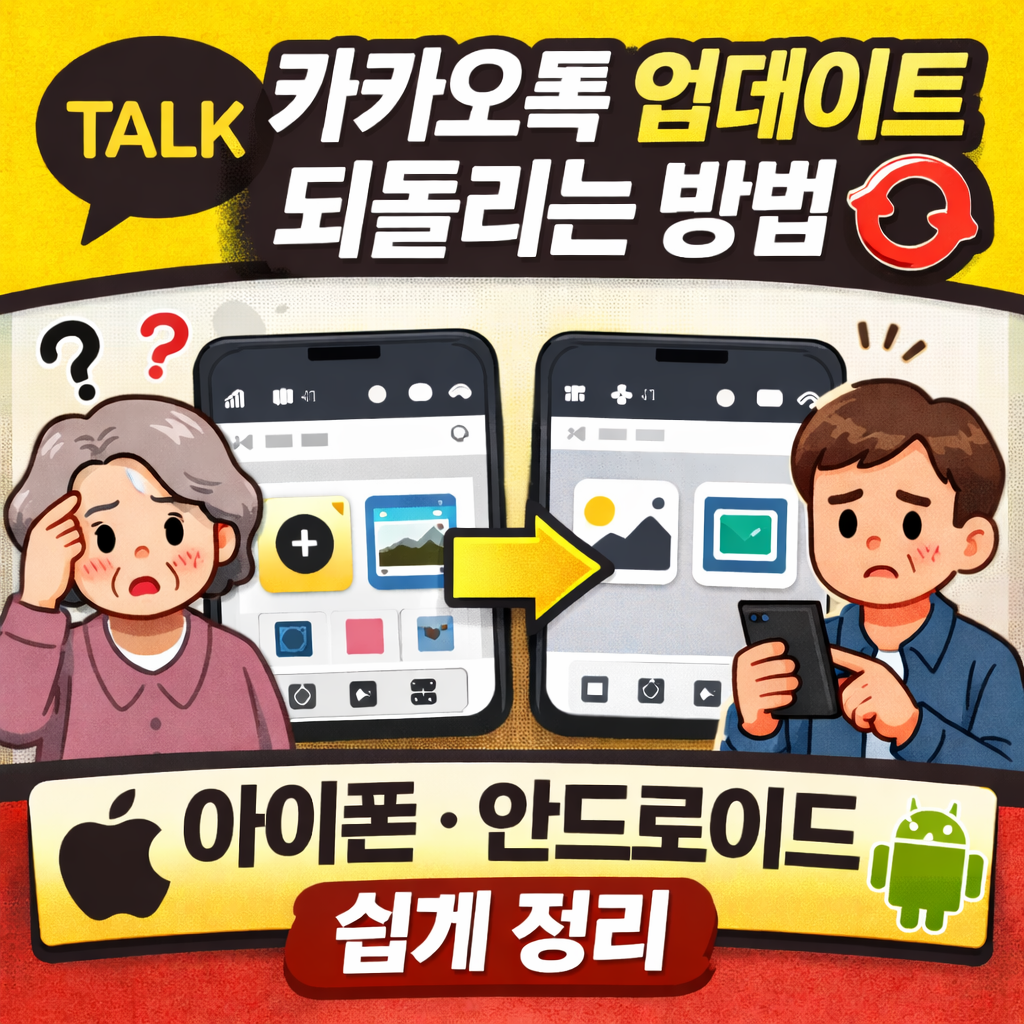 카카오톡 업데이트 되돌리는 방법 (+아이폰&middot;안드로이드 쉽게 정리)