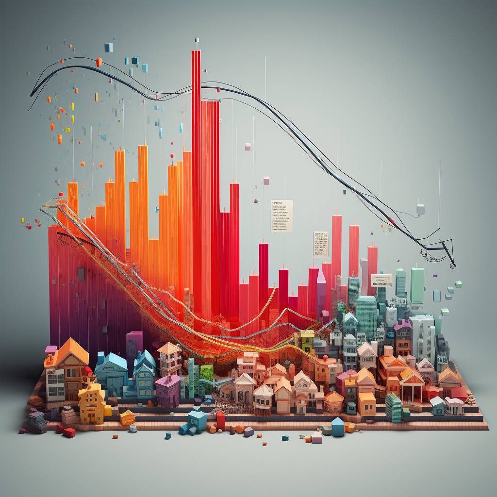 주식 차트와 부동산 그림