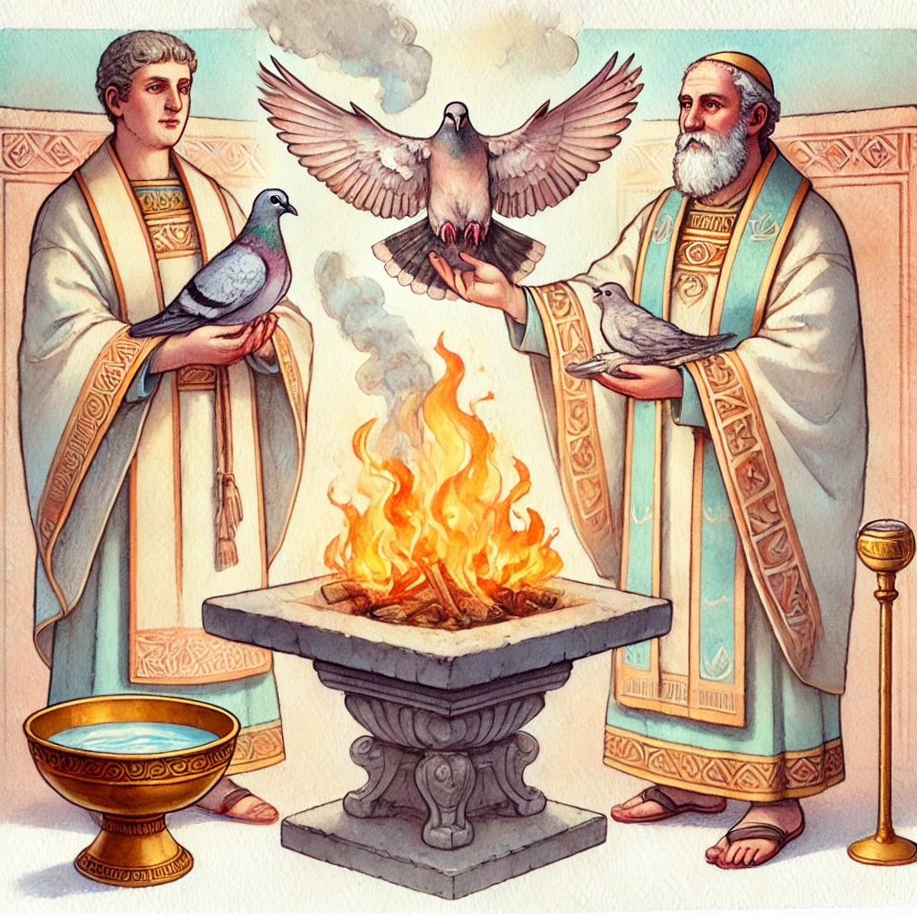 산 비둘기와 집 비둘기 새끼의 번제