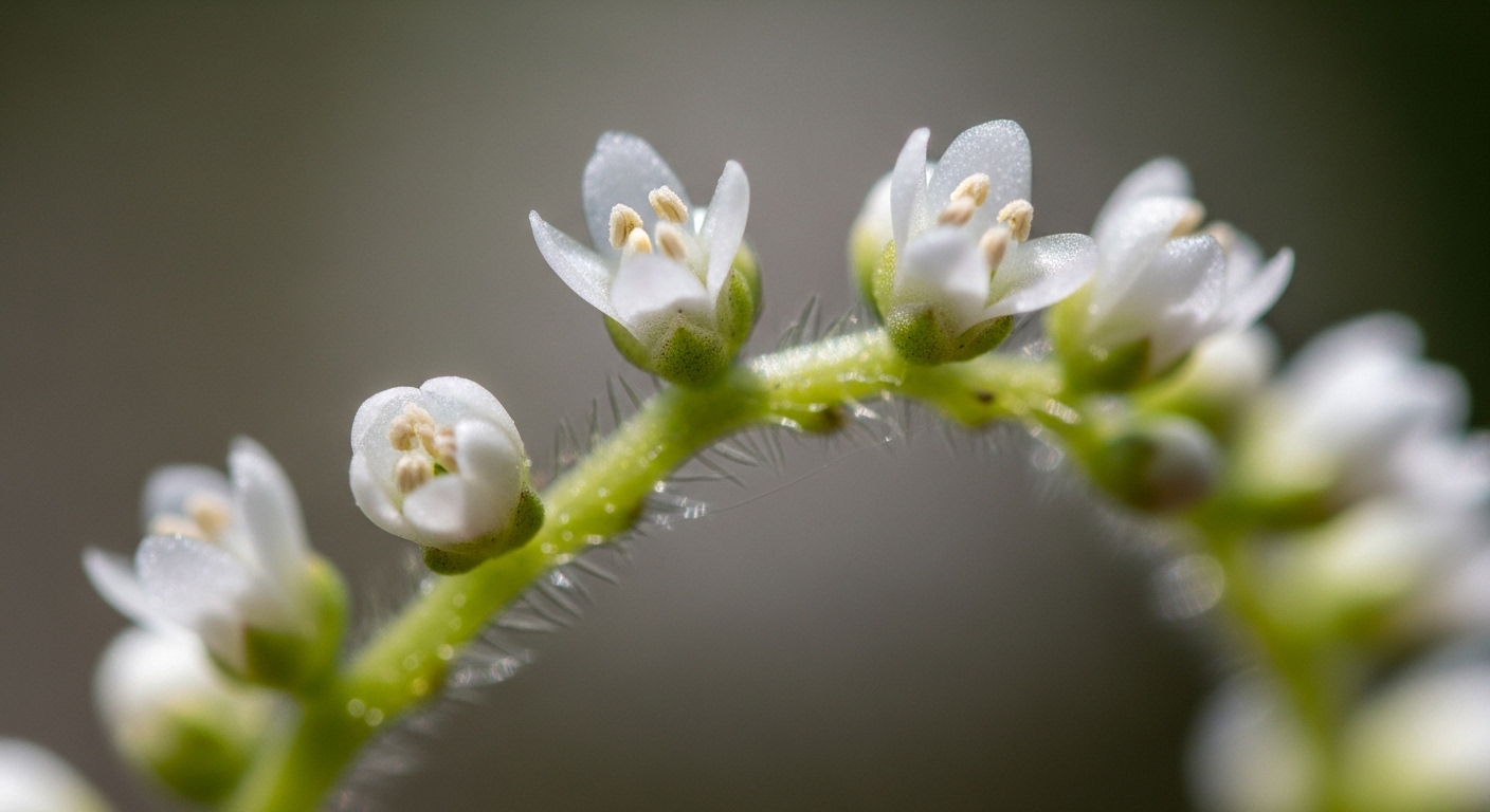 우담바라-꽃-투명한-줄기-위에-맺힌-하얀-알갱이
