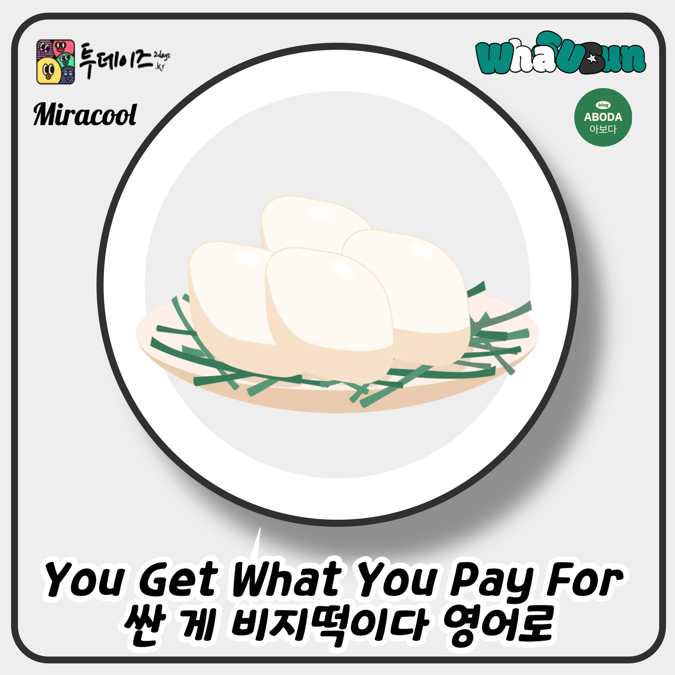 You Get What You Pay For 싼 게 비지떡이다 영어로