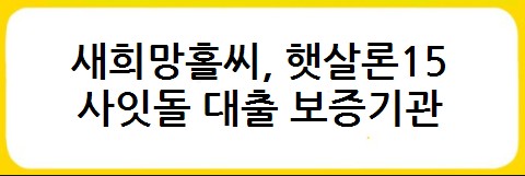 새희망홀씨&#44; 햇살론15&#44; 사잇돌 대출 금리비교&#44; 대출자격&#44; 대출한도&#44; 대출기간&#44; 상환방법&#44; 대출취급은행&#44; 보증기관 - 서민금융상품