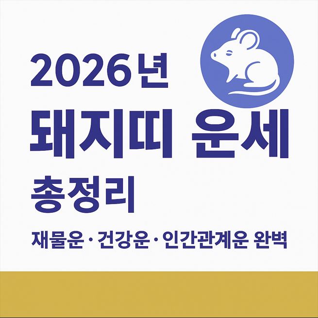 2026년 돼지띠 운세 총정리｜재물운&middot;건강운&middot;인간관계운 완벽 해석