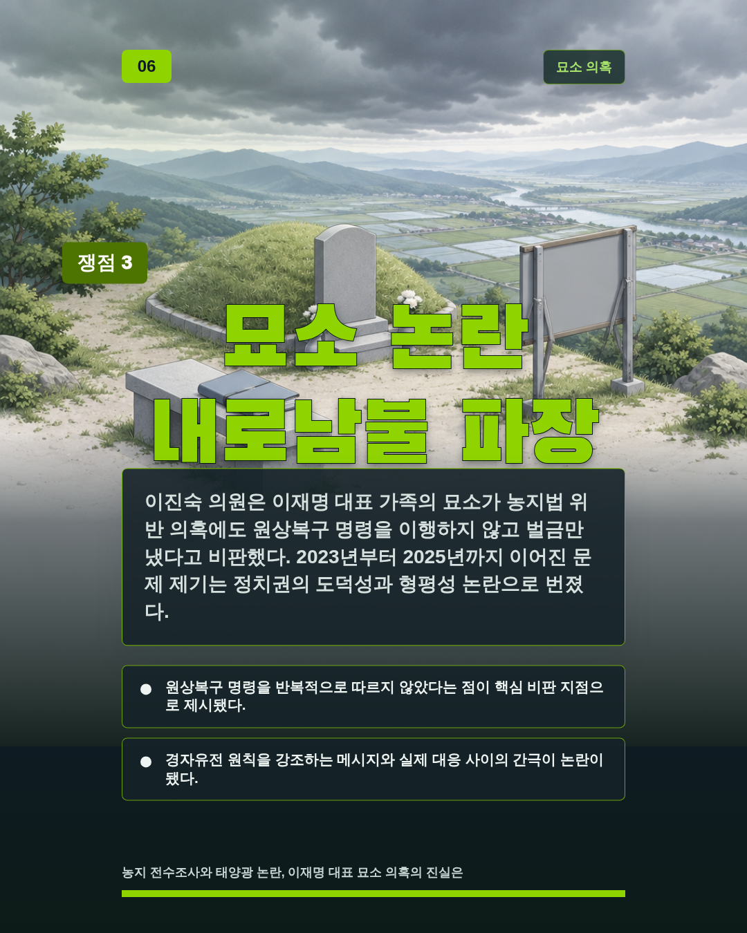 묘소 논란 내로남불 파장