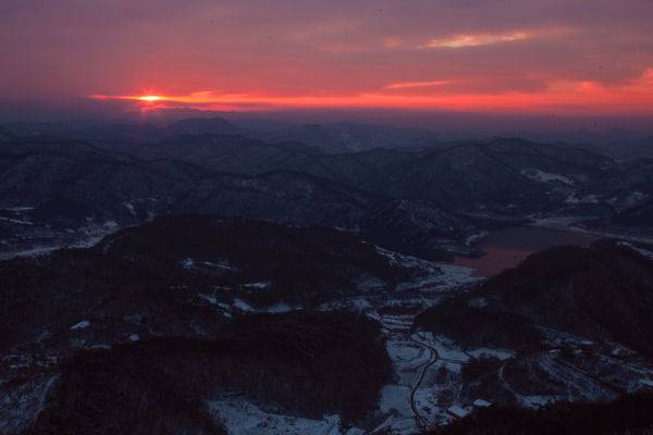 임실 옥정호 국사봉 붕어섬 전망대 일출