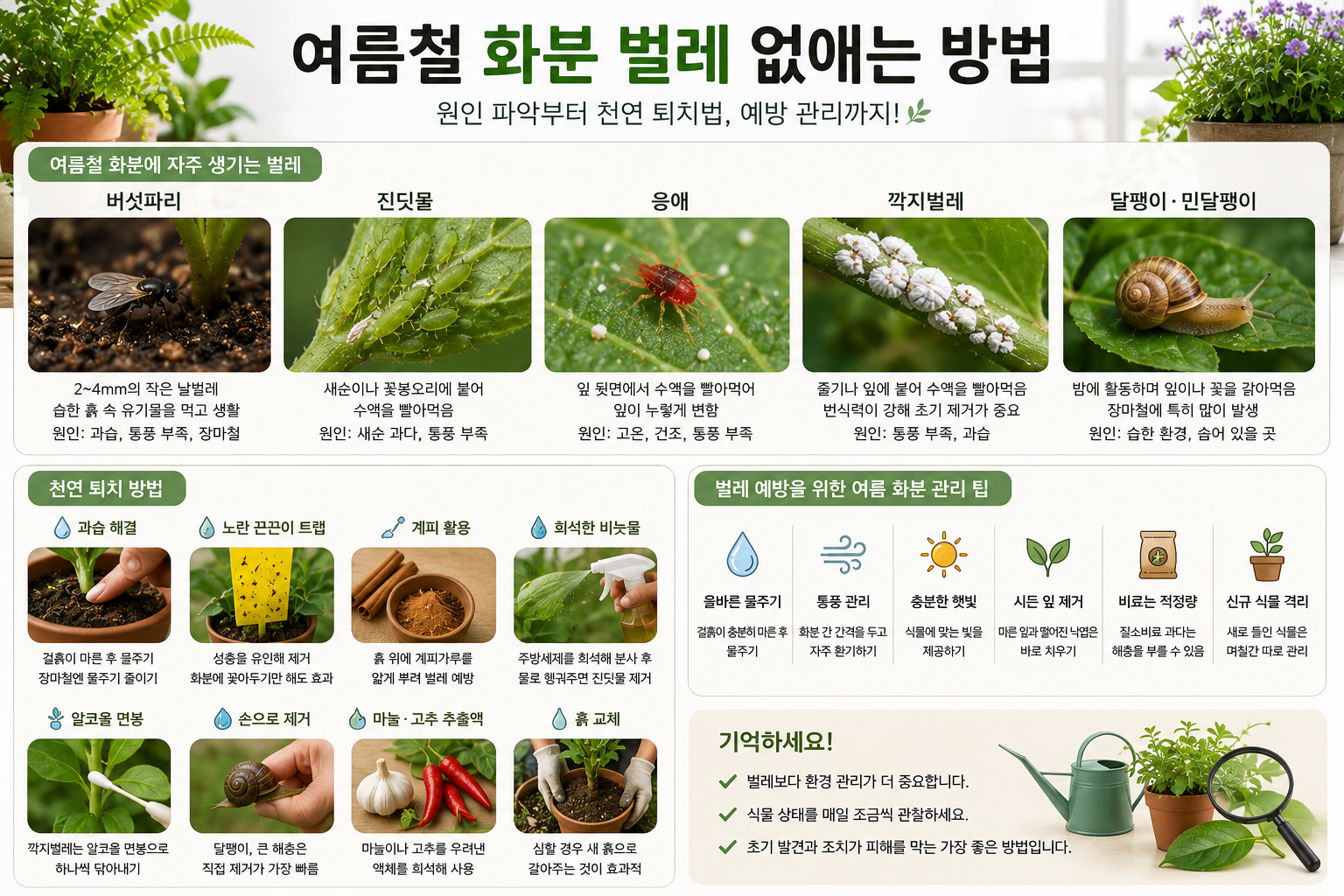 여름철 화분 벌레 없애는 방법, 초보자도 쉽게 실천하는 여름 화분 관리 가이드