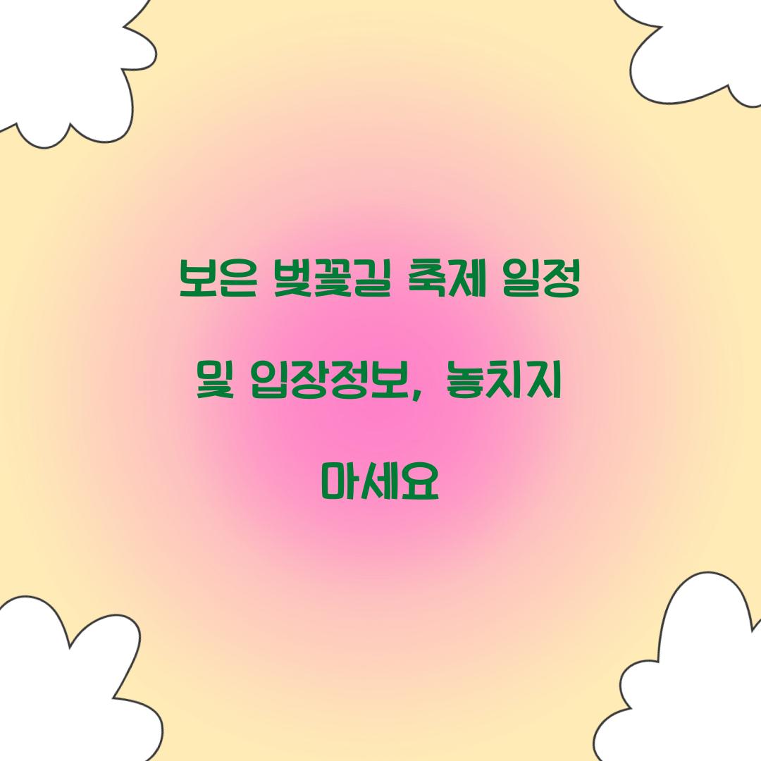 보은 벚꽃길 축제 일정