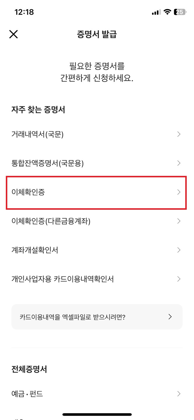 카카오이체확인증