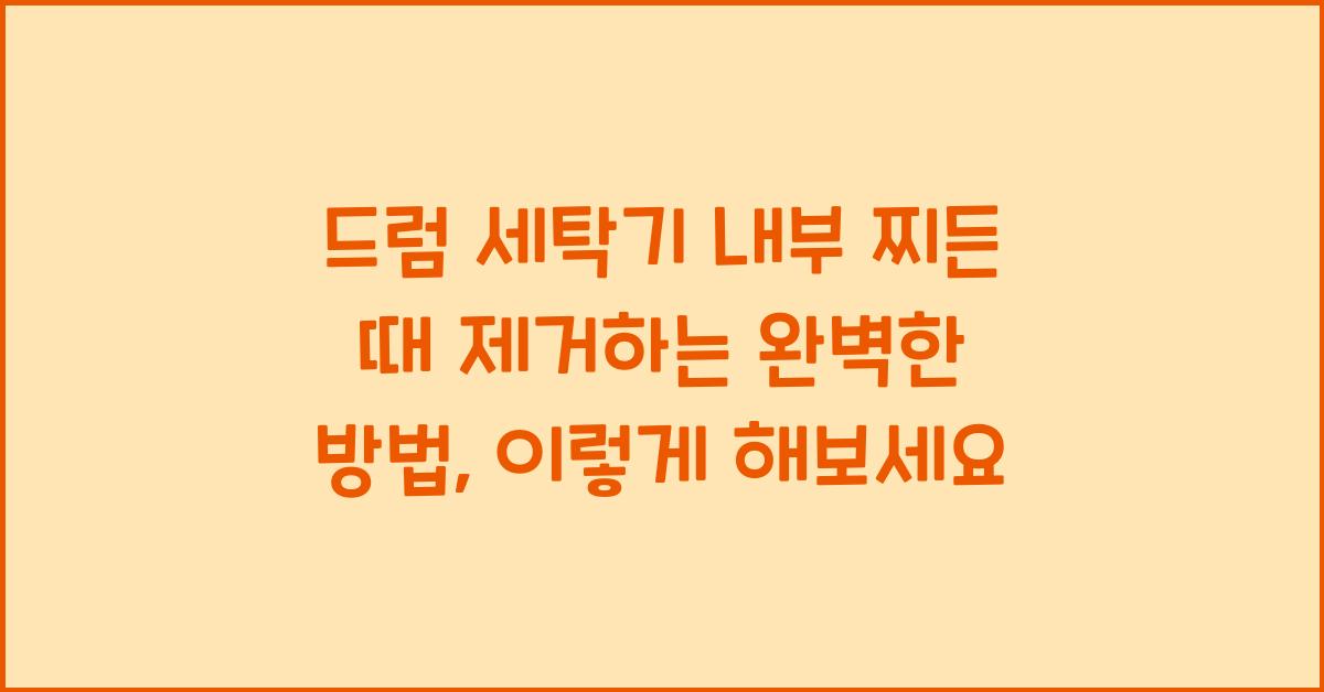 드럼 세탁기 내부 찌든 때 제거하는 완벽한 방법