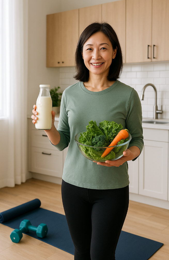 40대 중년 여성이 식단관리 사진