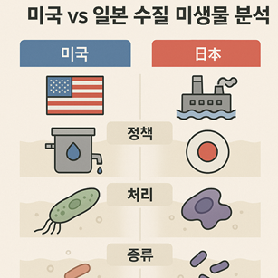 미국 vs 일본 수질 미생물 분석 관련 사진