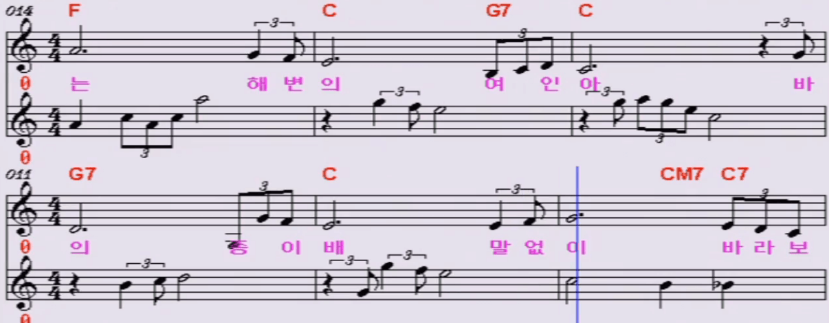 나훈아 - 해변의 여인 악보