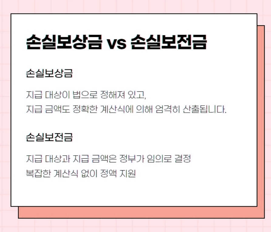 손실보전금 vs 손실보상금