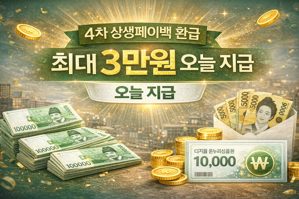 4차 상생페이백 3만원 환급 오늘 지급, 놓치면 손해!