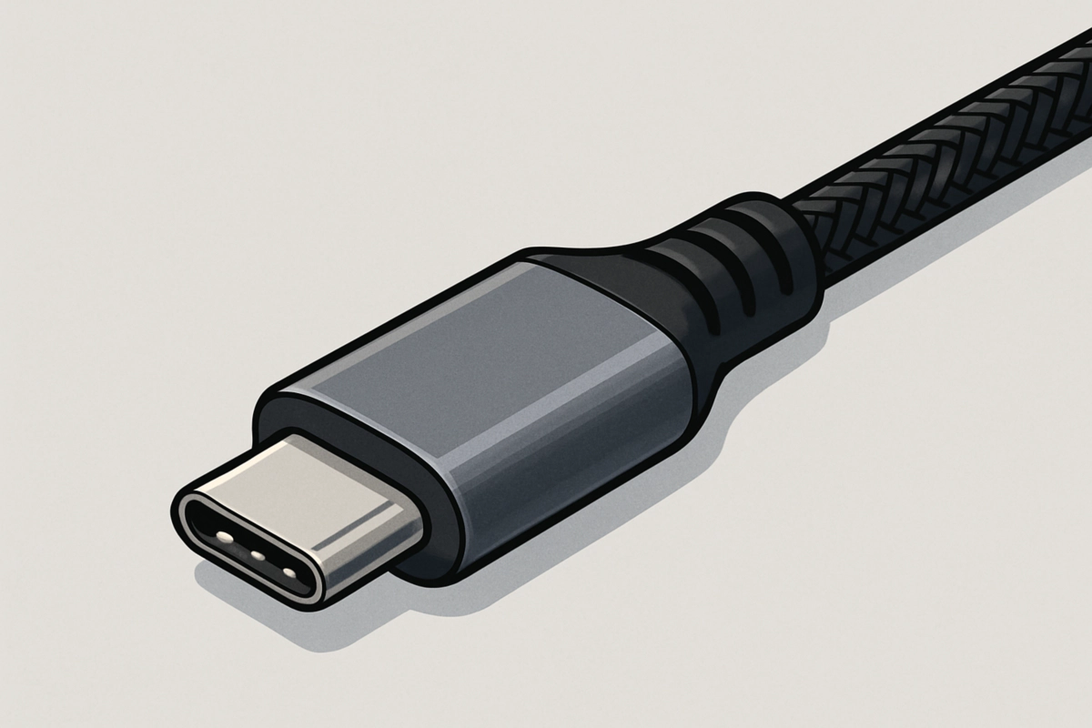 내구성 높은 USB-C 브레이드 케이블 클로즈업 이미지