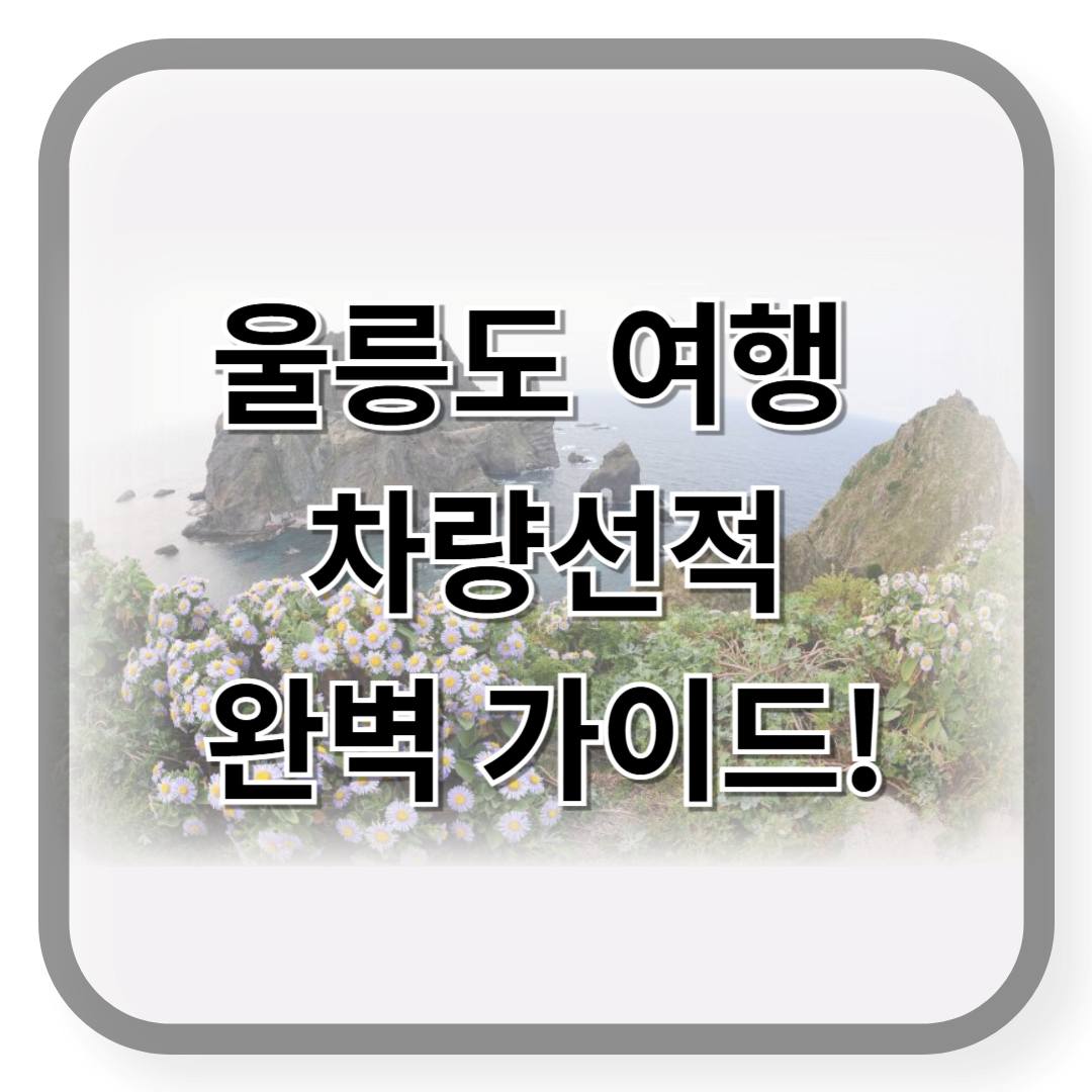 울릉도 차량선적 가이드!!