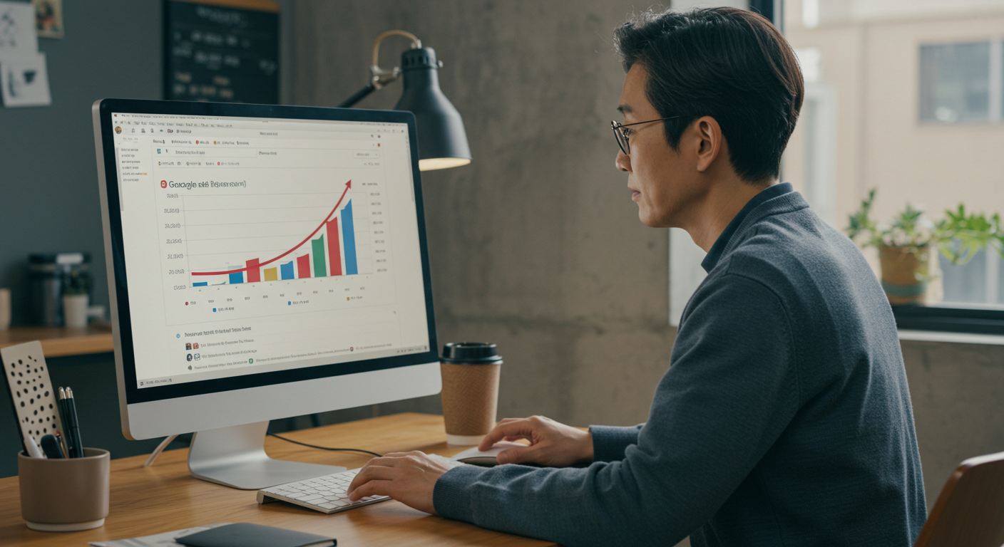 애드센스 수익이 증가하고 있는 대시보드를 확인하는 블로거