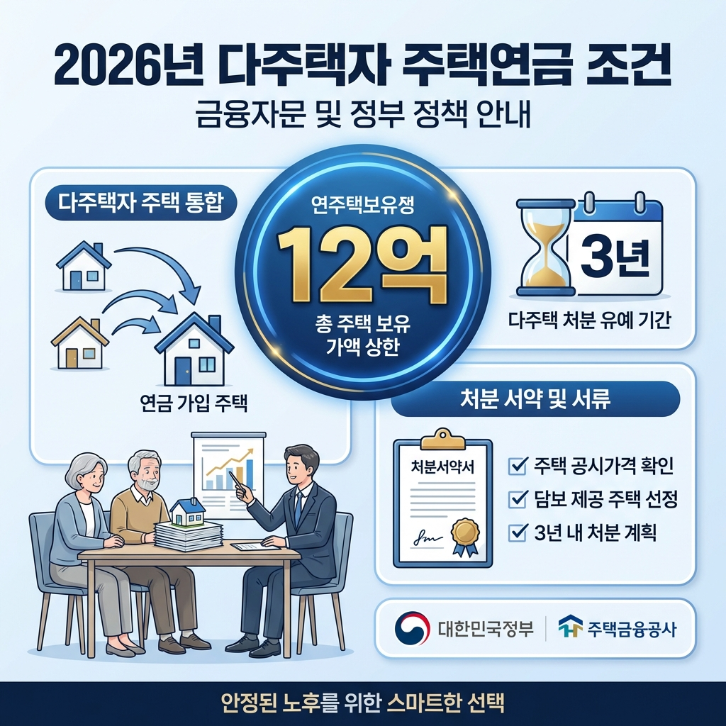 2026 다주택자 주택연금 조건 합산 12억 기준과 3년 이내 처분 서약 완벽 해설