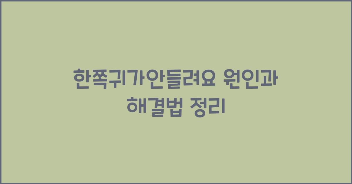 한쪽귀가안들려요