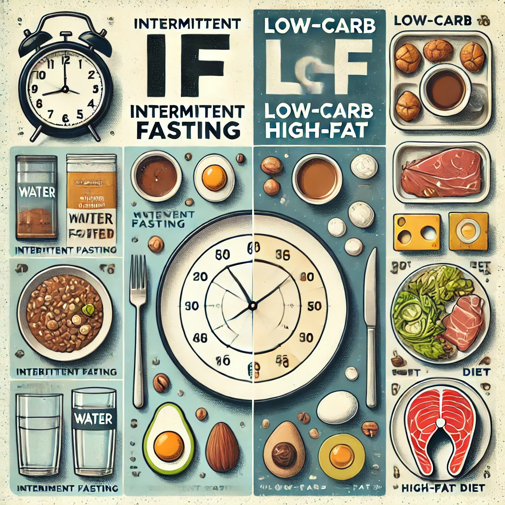 간헐적단식 저탄고지 어떤게 다이어트에 더 도오ㅜㅁ이 되는지 비교하는 이미지