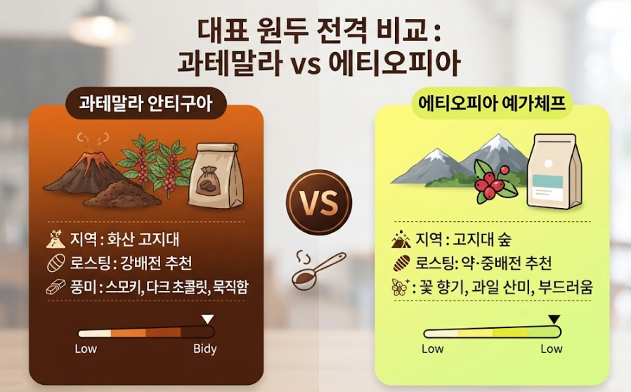 원두 취향별 특징과 대표 종류