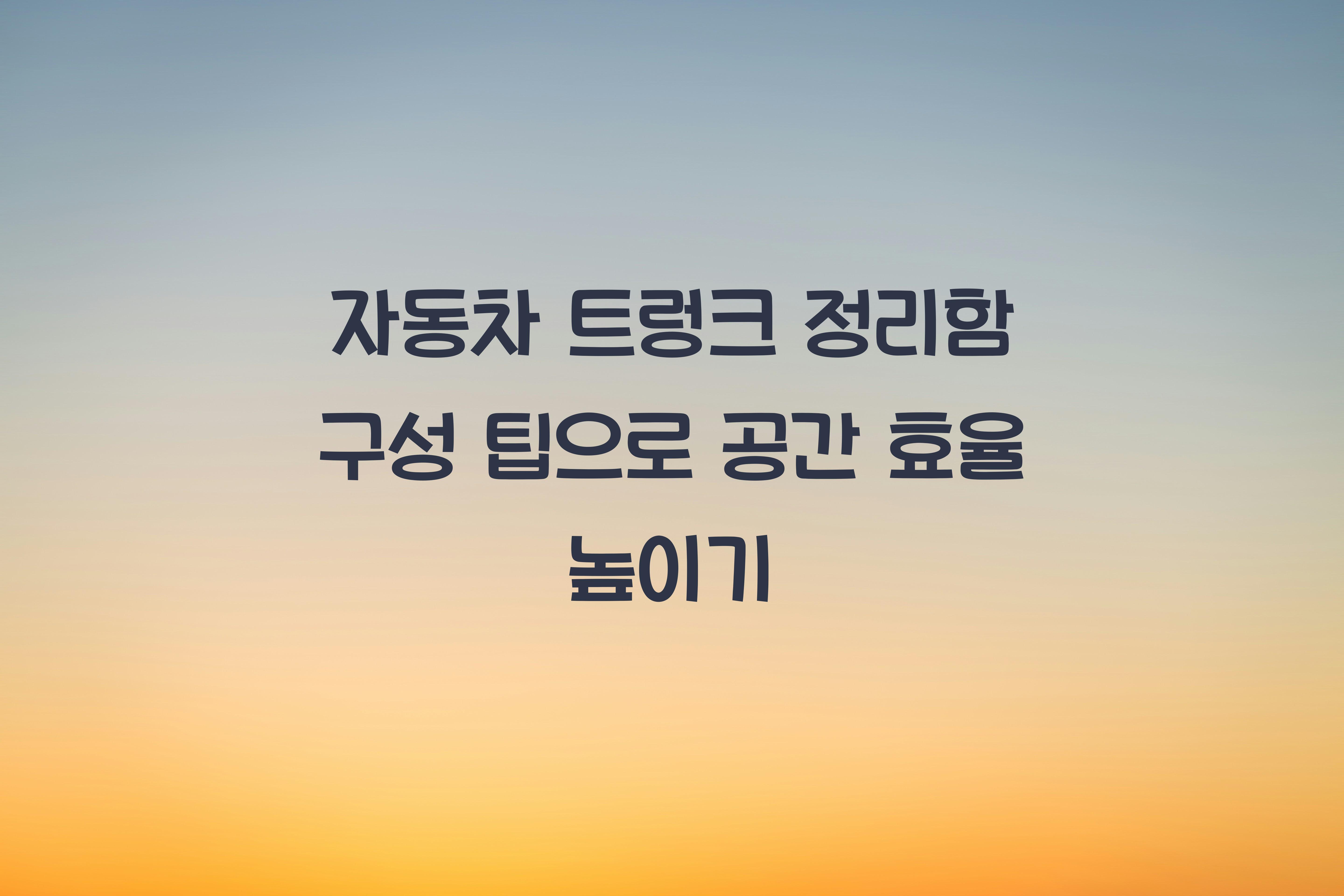 자동차 트렁크 정리함 구성 팁