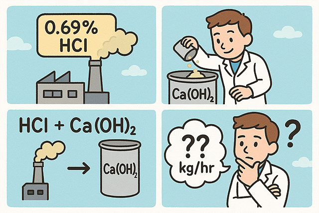 HCl 중화처리에 필요한 Ca(OH)2 기준, HCl을 Ca(OH)2로 중화처리