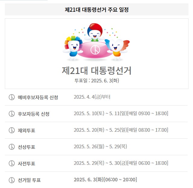 제21대 대통령 선거 일정