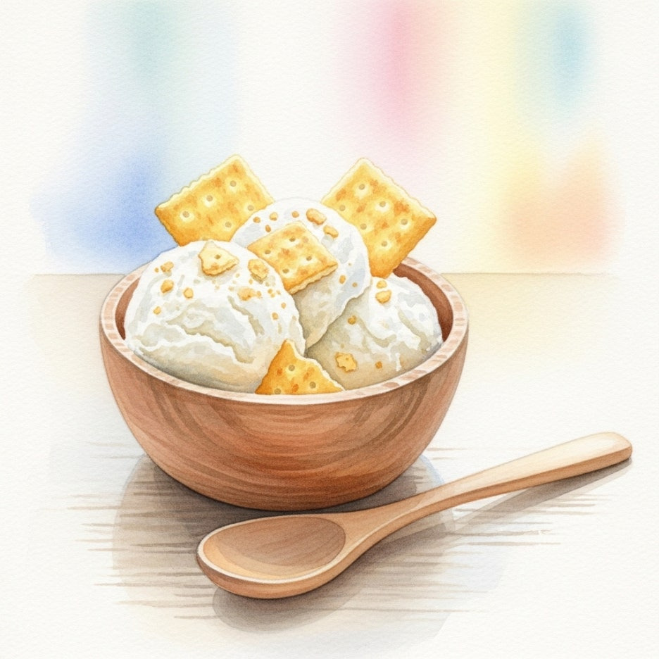 아이스크림 위에 올려진 황치즈 토핑