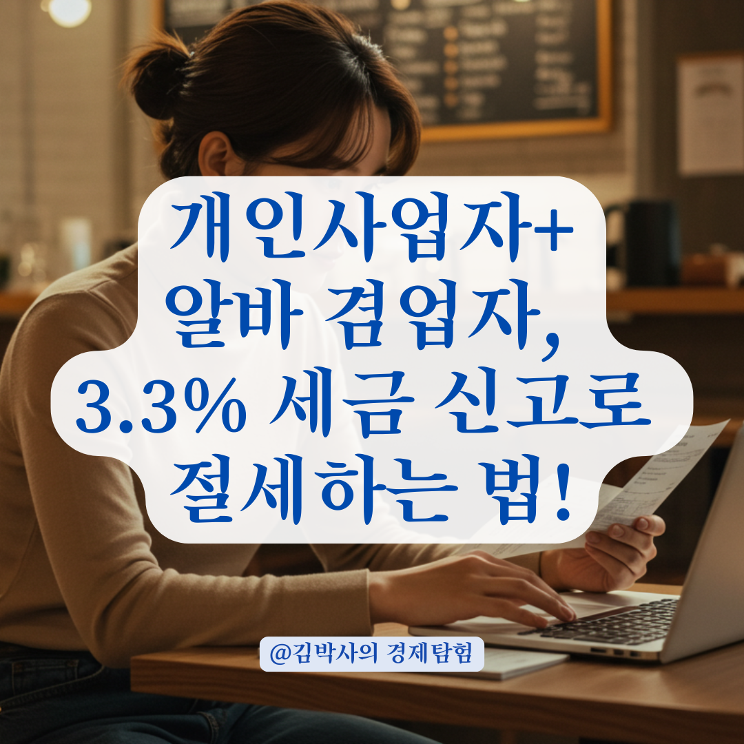 개인사업자+알바 겸업 시 세금 부담 줄이려면, 3.3% 신고 기준부터 알아보세요.