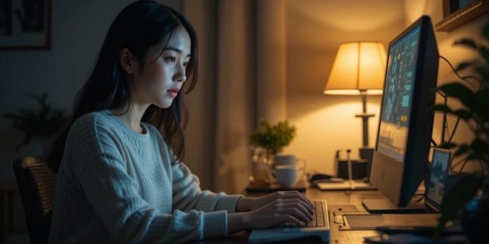 야밤에 근로장려금 신청 중인 엄마