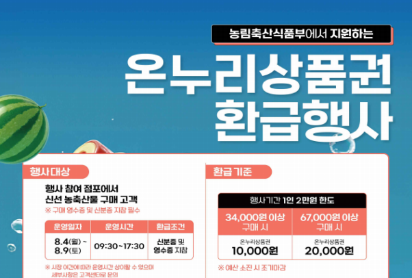 2025년 8월 온누리상품권 환급행사 이미지