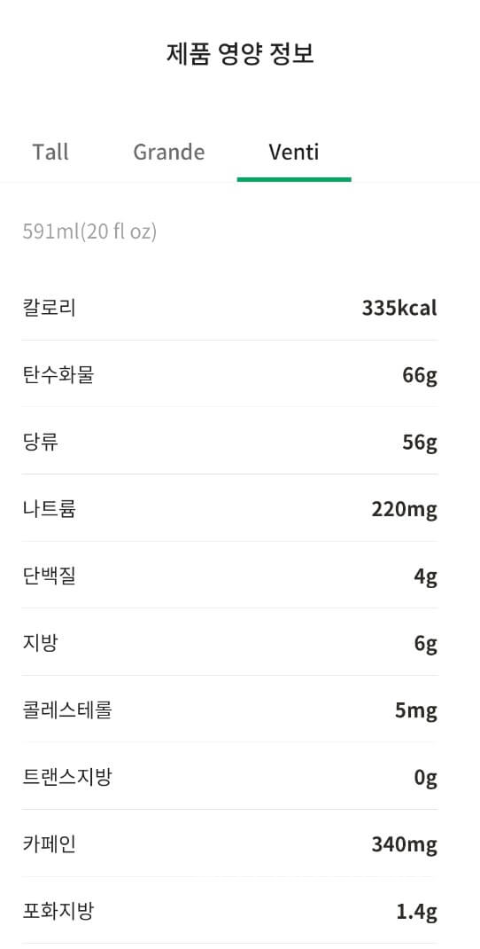 벤티 칼로리
