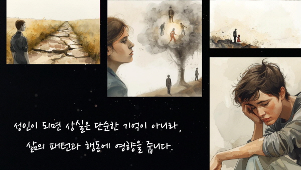 성인이 되면 상실은 단순한 기억이 아니라, 삶의 패턴과 행동에 영향을 줍니다에 관한 그림