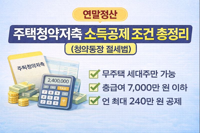 연말정산 주택청약저축 소득공제 조건 총정리 (청약통장 절세법)