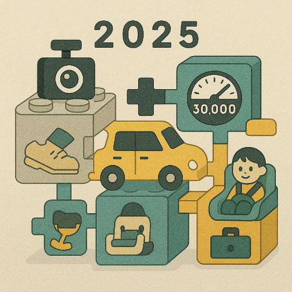 자동차보험 할인 특약들을 레고 블록처럼 조립한 인포그래픽 일러스트