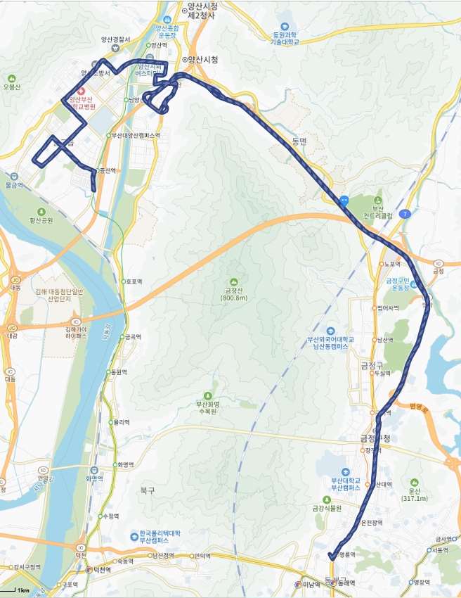 양산 1300번 버스 노선