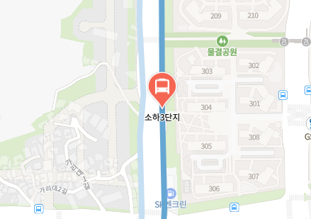 소하3단지에서 인천공항 리무진 공항버스(6014번) 지도 위치