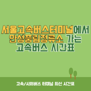 서울고속버스터미널에서 안성풍림정류소 가는 고속버스 시간표 최신정보