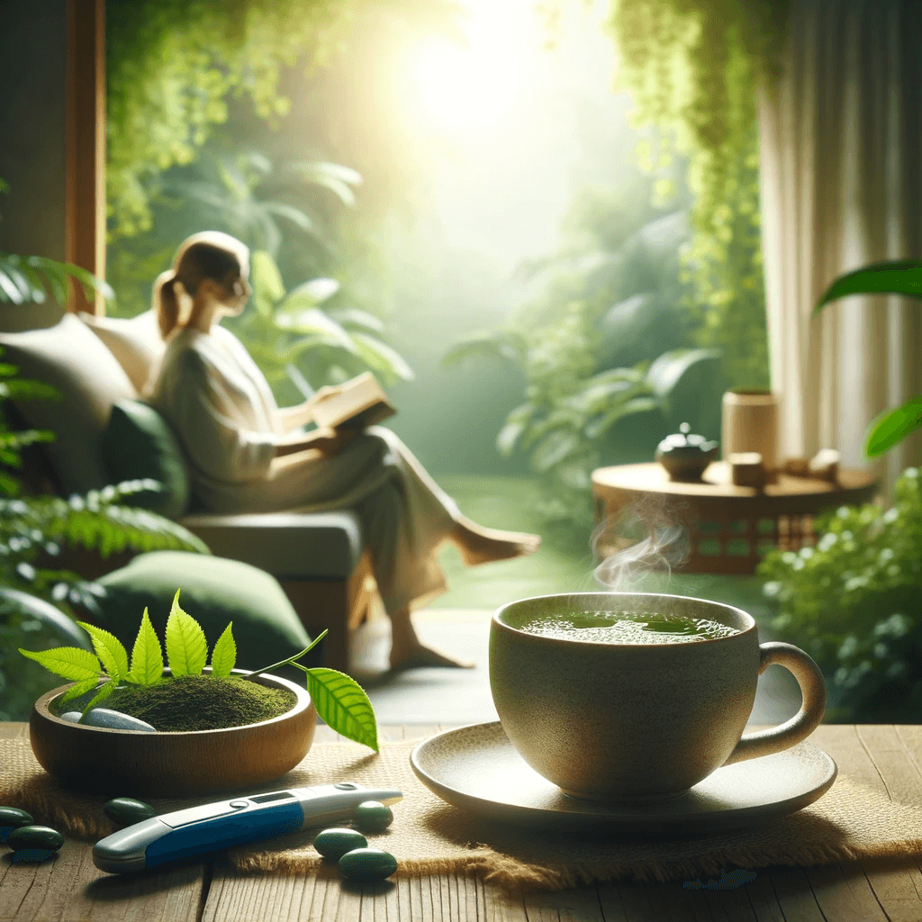 녹차, 여성, 편안한 휴식 이미지