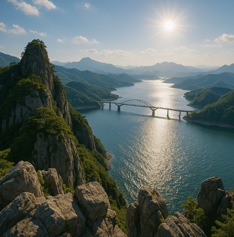 충북 제천 송계계곡 옥순봉 에서 내려다보는 모습