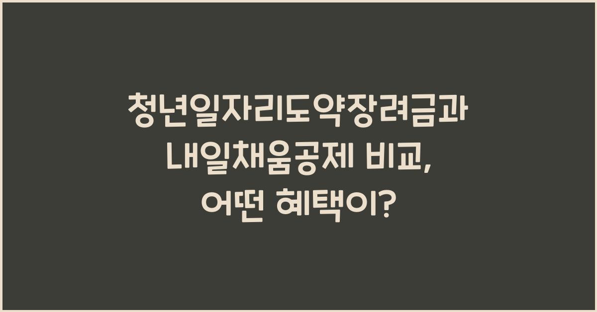 청년일자리도약장려금과 내일채움공제 비교