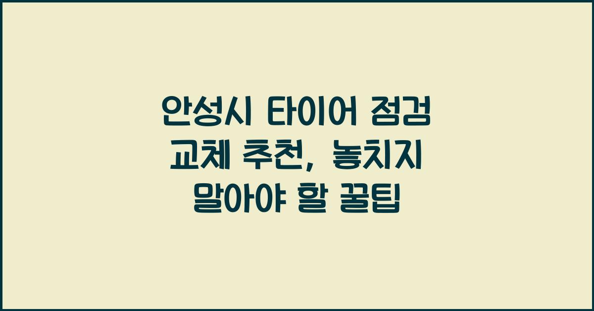 안성시 타이어 점검 교체 추천