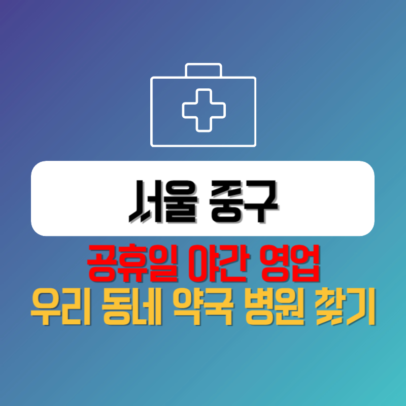 서울 중구 공휴일 야간 영업 우리 동네 약국 병원 찾기