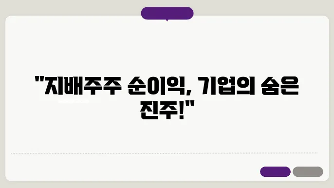 기업의 순이익과 지배주주 순이익의 관계