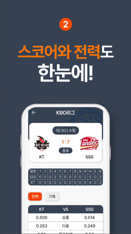KBO 프로야구 문자중계, KBO 리그 경기일정, 팀별 경기일정 보기