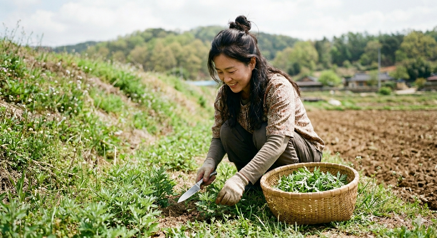 쑥캐는 즐거움 마음의 여행