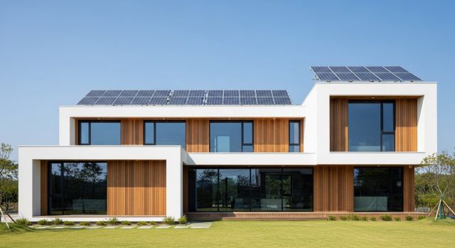 태양광이 설치된 한국형 모듈러주택 외관 이미지